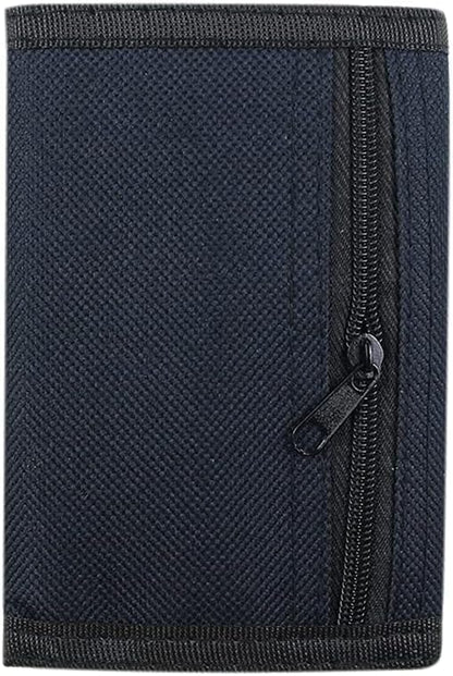 NEICY RFID Blocking Canvas Wallet for Men and Women - Camo Trifold Outdoor Sports Wallets with Magic Sticker for Teen Kids (Black Set)