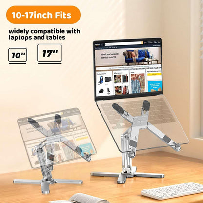 Laptop Stand with 360 Rotating Base, Computer Notebook Laptop Riser Metal Holder for Desk Collaborative Work, Fully Foldable for Easy Storage, Fits All MacBook, Laptops up to 16 inches