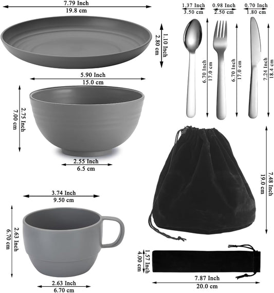 Berglander Camping Mess Kits for 2 Person, Silverware Set Spoons Forks Knives, Camping Essentials Gear, Accessories for Travel, Picnic, Outdoor, Easy to Carry and Clean