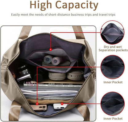 Large Capacity Foldable Travel Bag Expandable Portable Carry on Bag Dry&Wet Separation Sports Duffel Bags