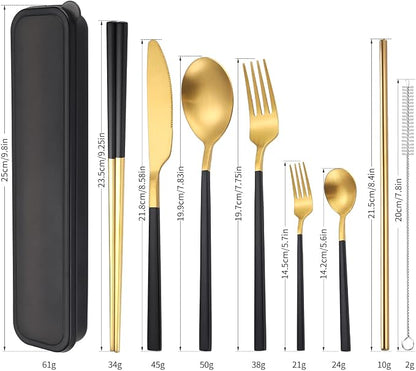 AARAINBOW 6 Pieces Stainless Steel Flatware Set Portable Reusable Cutlery Set - Image 2