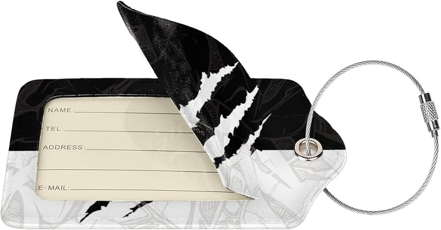 Black Against White Pattern Luggage Tags for Suitcases, Cool Scratches Bag Tags Private Name ID Labels for Travel Baggage Suitcase Lunch Box, Cruise Ships