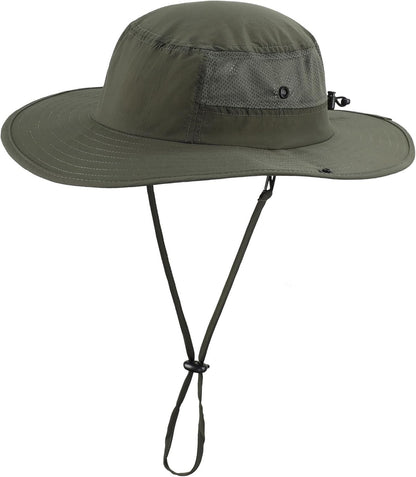 Home Prefer UPF50+ Mens Sun Hat Wide Brim Womens UV Protection Beach Bucket Hat for Fishing Hiking Snap Up Cowboy Hat