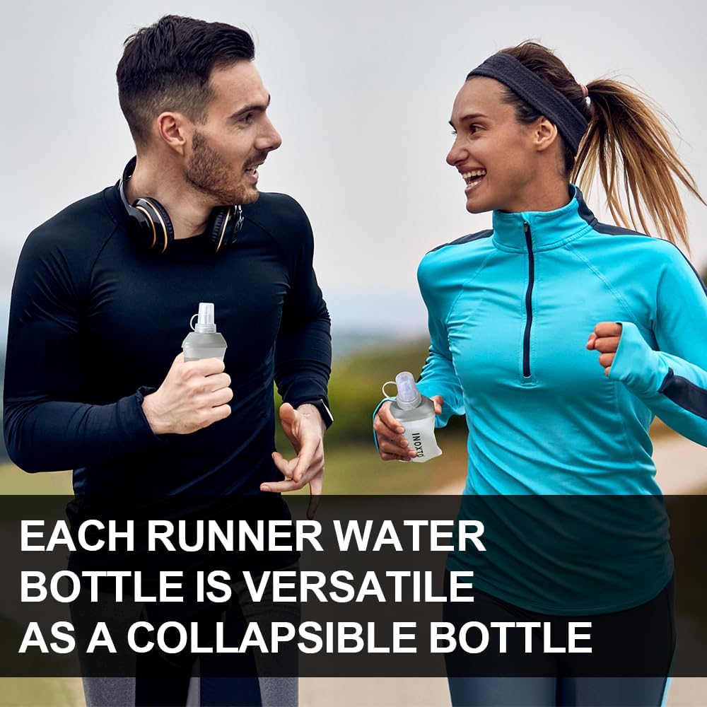 INOXTO Soft Flask,Collapsible Soft Water Bottles for Hydration Vests and Running Packs, Soft Flask Running Bottles for Hiking Cycling(250/500 ml) (2 PCS SMALL)