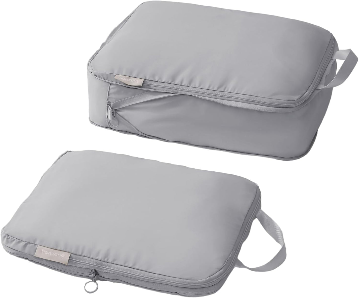 tianzong Compression Packing Cubes for Suitcases, Luggage Organizer Bags Set for Travel (Grey, 2 Pack Large)