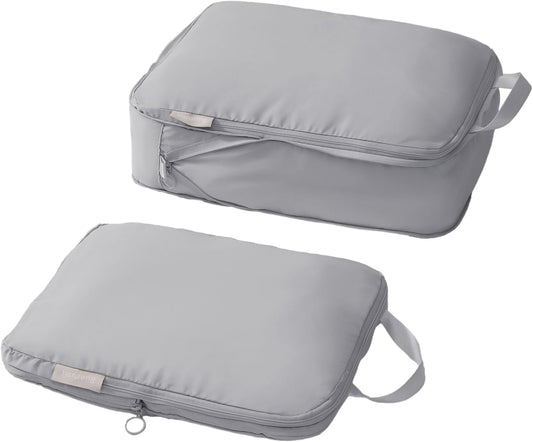 tianzong Compression Packing Cubes for Suitcases, Luggage Organizer Bags Set for Travel (Grey, 2 Pack Large)