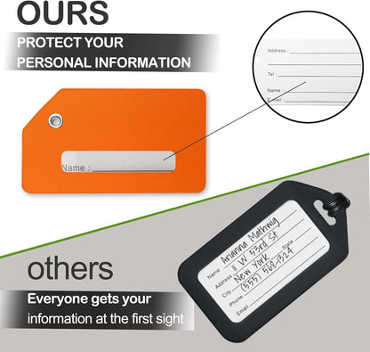 8pack Luggage Tags for Suitcases with Name ID Card， Quickly Spot Luggage Identifier Tags, Flexible Silicone Name Tags for Backpacks, Suitcases, Travel Bags, Baggage, Cruise (Orange)