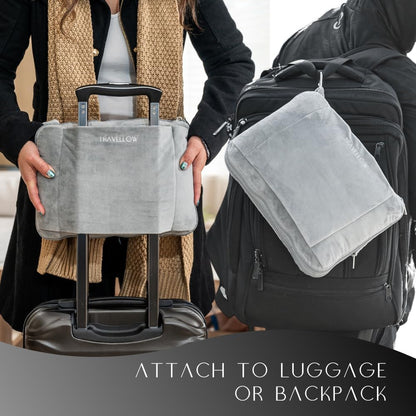 Travel Pillow and Blanket Set - 4-in-1 Ultimate Travel Kit with Memory Foam Pillow, Travel Blanket, Sleep Mask, and Earplugs-Ultimate Comfort and Coziness for Your Journeys - Pink