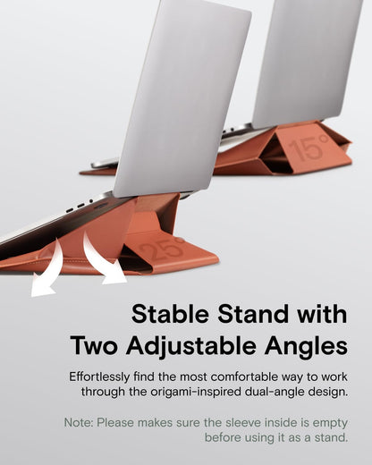 MOFT Laptop Carry Sleeve, 2-in-1 Laptop Bag & Stand for 14" MacBook Air/Pro & Dell/HP/Lenovo/Asus, Stylish Slim Computer Sleeve Bag with Expandable Storage for Computer Accessories, Sienna Brown