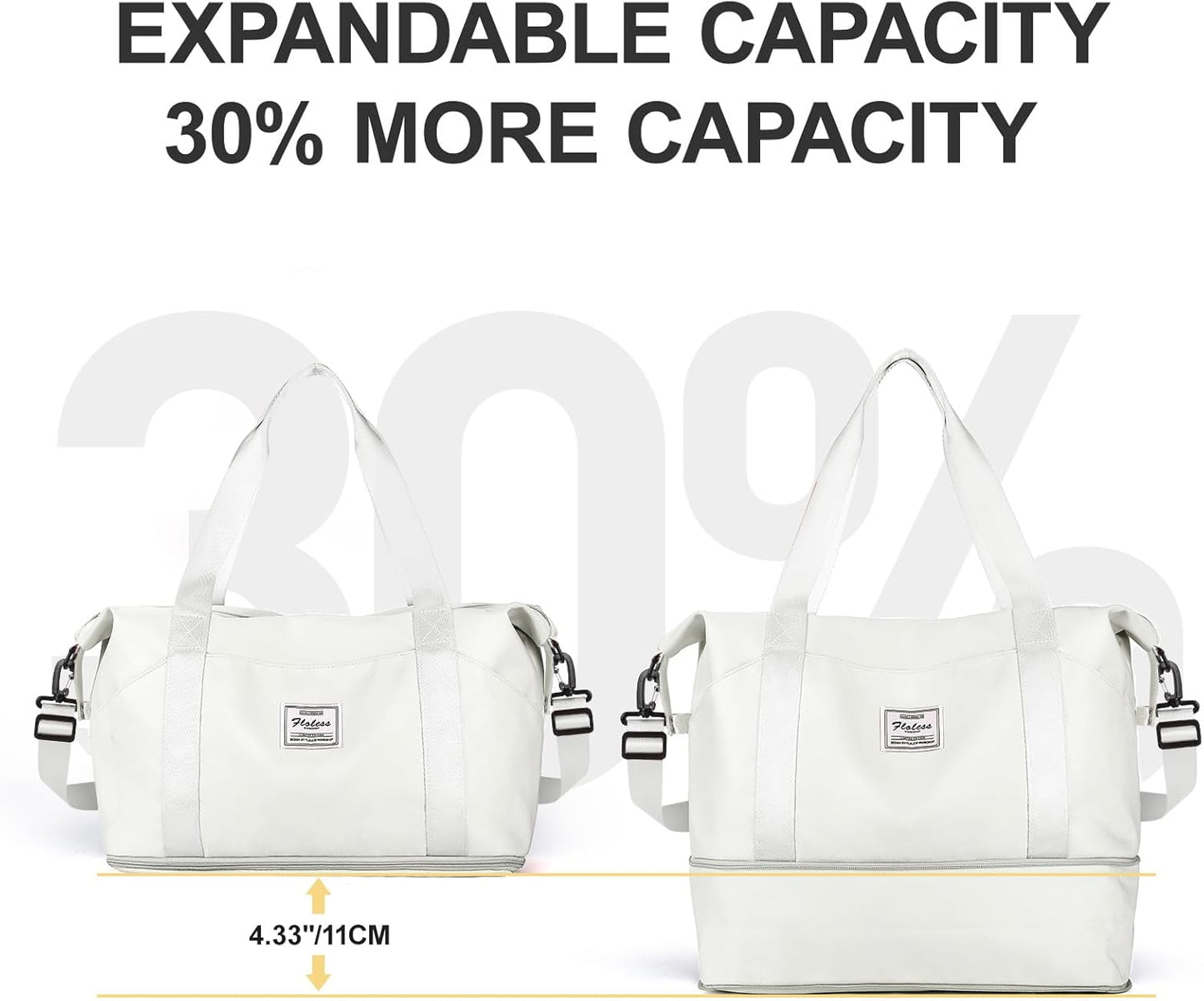 Travel Duffel Bag, Sports Tote Gym Bag, Shoulder Weekender Overnight Bag for Women