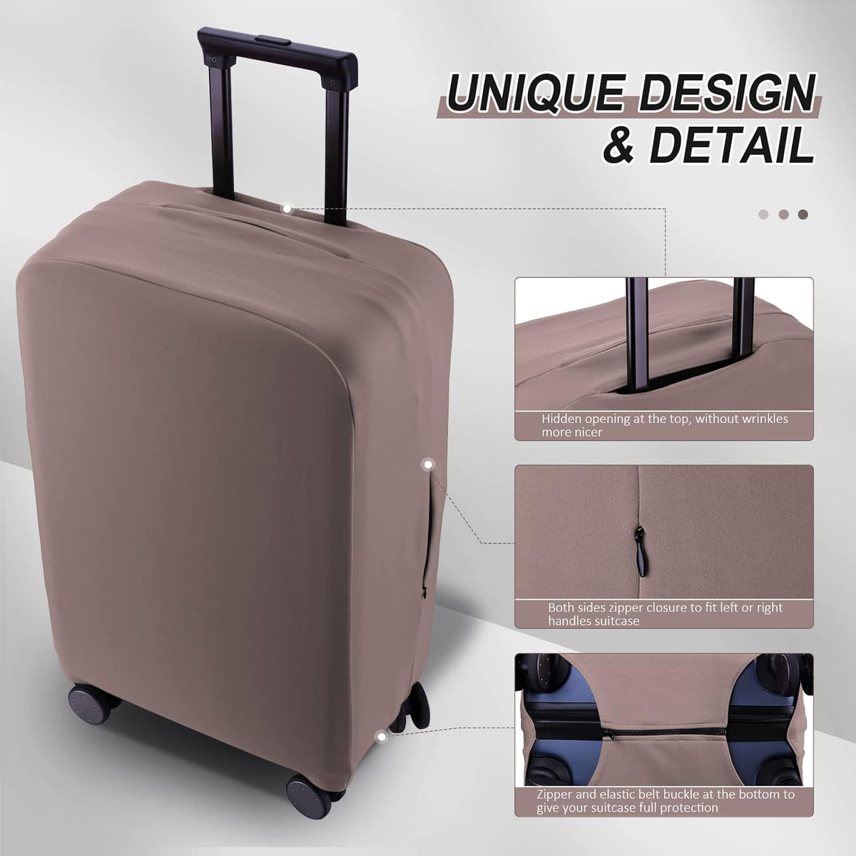 Travel Luggage Cover Suitcase Protector Scratch-Resistant Fit 19-31 Inch Suitcase, Not Included Suitcase (Khaki, M(24-25 inch))