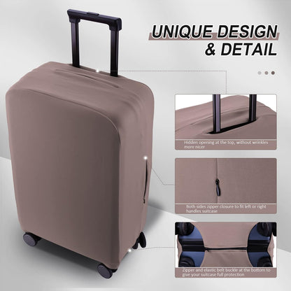 Travel Luggage Cover Suitcase Protector Scratch-Resistant Fit 19-31 Inch Suitcase, Not Included Suitcase (Khaki, M(24-25 inch))