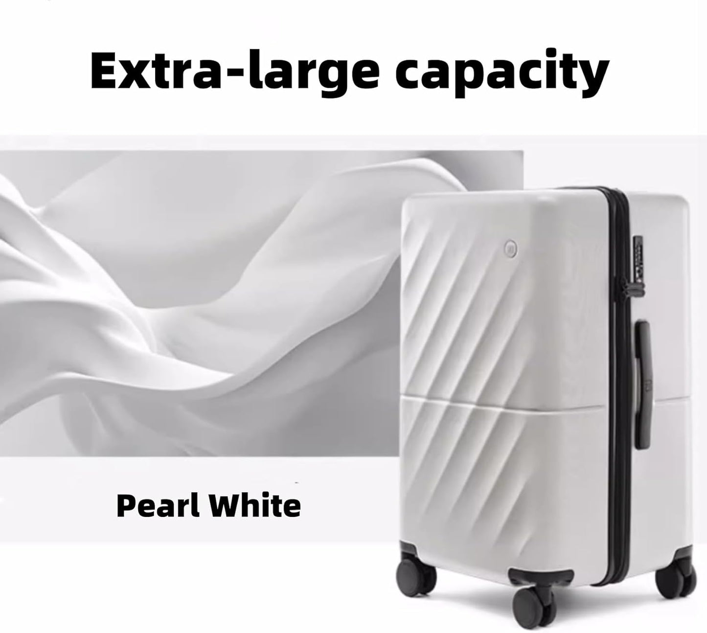 Trunk Luggage 22 Inch, Small Checked Luggage with Double Spinner Wheels, Anti-Burst Zipper, Hard Case PC Suitcase, Lightweight Travel Luggage, TSA Approved (Pearl White, Hudson)