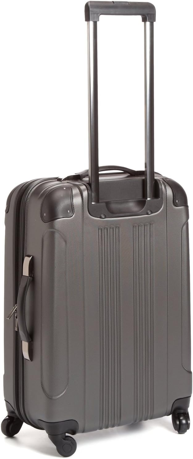 Kenneth Cole REACTION Out of Bounds Lightweight Hardshell 4-Wheel Spinner Luggage, Charcoal, 24-Inch Checked