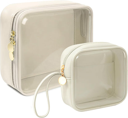 KOTORA TSA Approved Toiletry Bag with Mini Clear Makeup Bag PVC Cosmetic Bags for Women and Men, Carry on Airport Airline Compliant Bag Car Accessories for Women Men(B-Clear White)