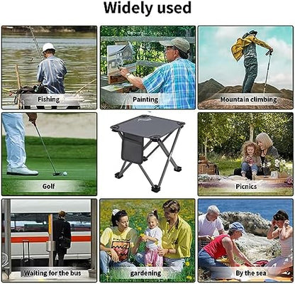 Roptat 2 Pack Camping Stool,Portable Folding Compact Lightweight Stool Seat for Camping Fishing Hiking Gardening Outdoor Walking Backpacking Travelling and Beach with Carry Bag (Grey)