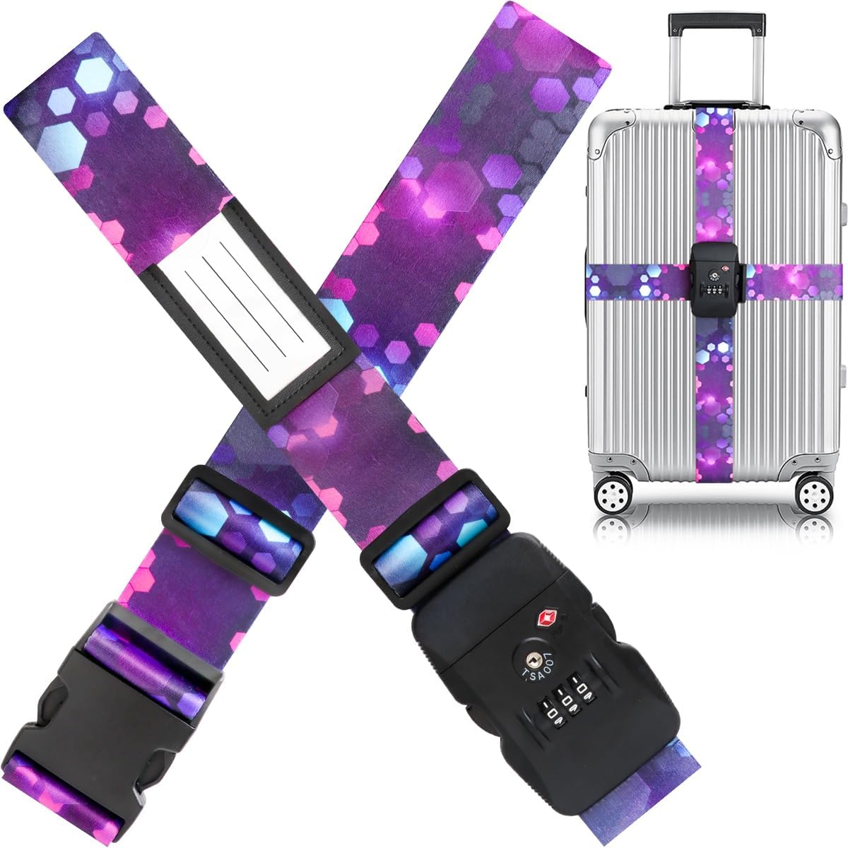 Adjustable Travel Luggage Strap Suitcase Belt Travel Bag Accessories 1.96 in W x 6.23 ft L