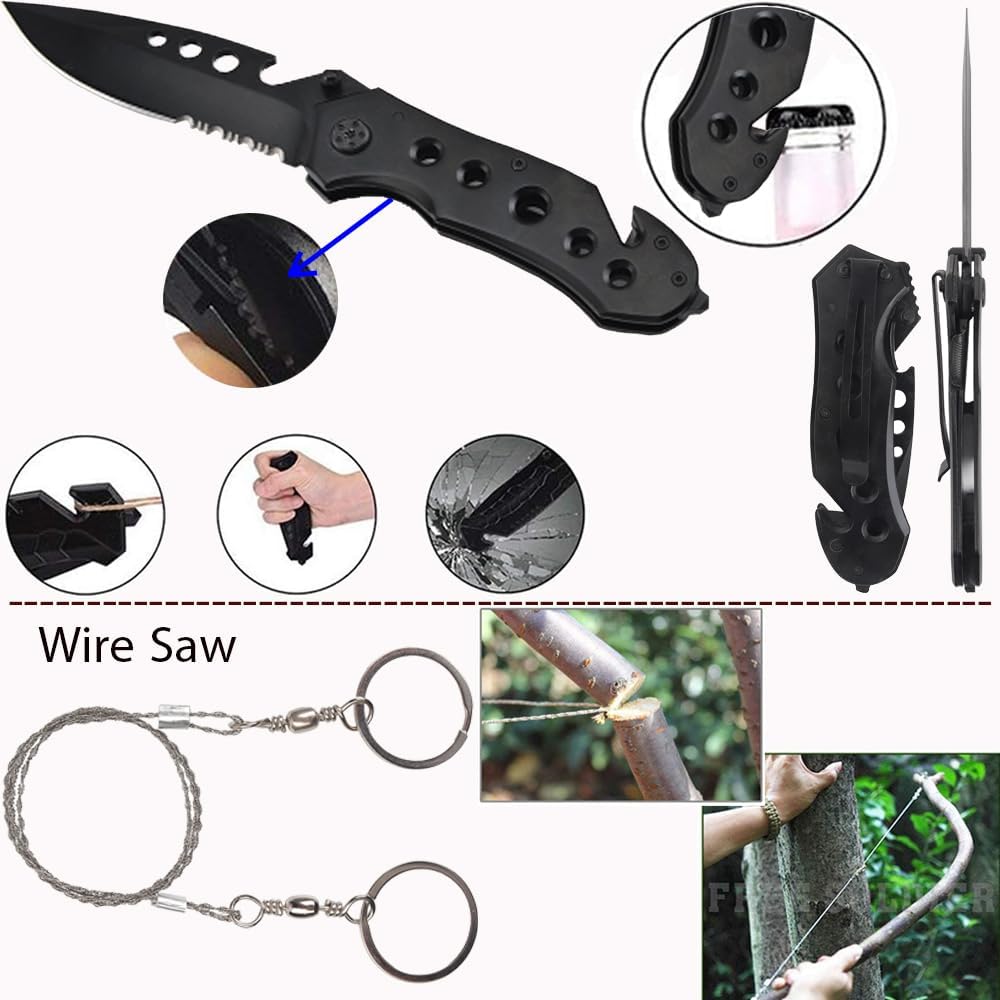 Survival Kit - All-in-One Survival Gear and Supplies for Camping, Hiking, Hunting, and Car Emergencies - Essential Tools, Great Gift for Men, Fathers, Boyfriends, Boys, Dads and Scouts