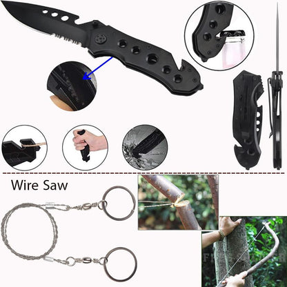 Survival Kit - All-in-One Survival Gear and Supplies for Camping, Hiking, Hunting, and Car Emergencies - Essential Tools, Great Gift for Men, Fathers, Boyfriends, Boys, Dads and Scouts