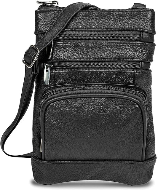 Krediz leather Crossbody Purses for Women, Multi Pocket Crossbody Purse with Adjustable Strap, Soft & Durable Leather Purse