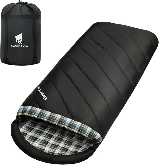 GEERTOP Flannel Sleeping Bag for Adults XXL 4 Season, 0 Degree Sleeping Bag for Winter Cold Weather
