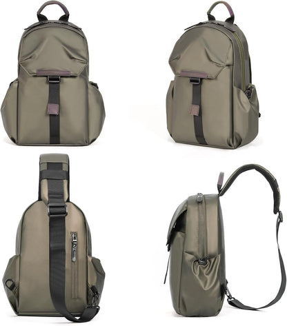 Crossbody Messenger Bag for Women Men Travel Backpack Convertibale Sling Bag Travel Hiking Daypack，Water-Resistant (champagne, small)