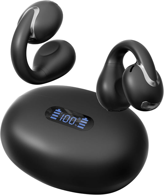 AI Language Translation Earbuds Real Time, IAMJOY Language Translator Earbuds Open Ear Clip-On Design, 163 Language & Accents Two-Way Translator Device with APP for Travel Learning Business, Black