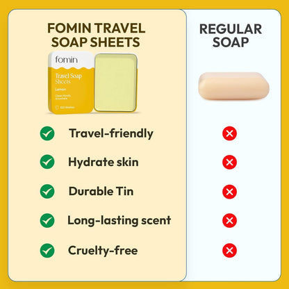FOMIN - Antibacterial Paper Soap Sheets Tin for Traveling - (300 Sheets) Variety Pack - Portable Travel Hand Soap Sheet, Dissolvable Mini Camping Hand Soap for Hand Washing