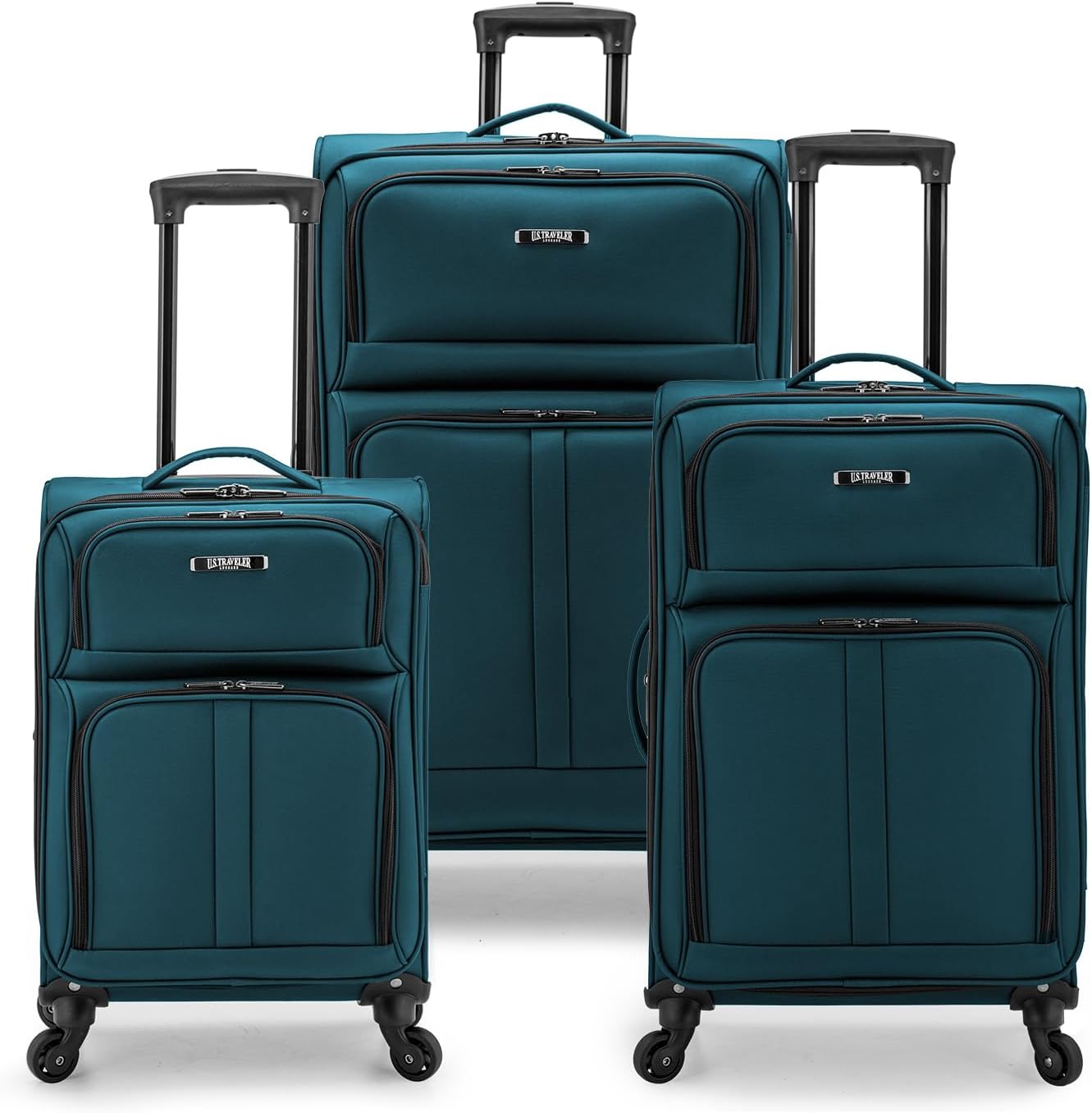 U.S. Traveler Anzio Softside Expandable Spinner Luggage, Teal, 3-Piece Set (22/26/30)