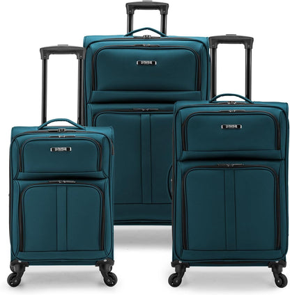 U.S. Traveler Anzio Softside Expandable Spinner Luggage, Teal, 3-Piece Set (22/26/30)