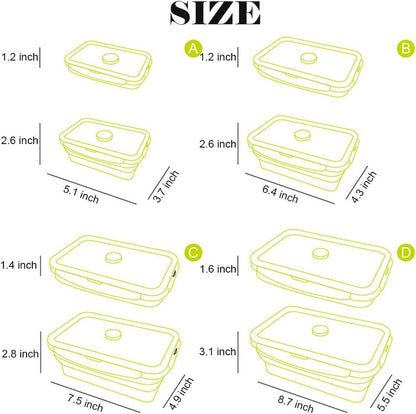 4 Pack Collapsible Silicone Food Containers Storage Lunch Bento Box with Lid BPA Free for Camping, Hiking (Gray, 4PC)