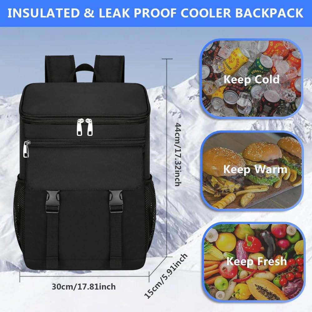 Cooler Backpack, 30 Cans Backpack Coolers Insulated Leak Proof for Men Women, Ice Chest Beach Cooler Bag, Portable Lunch Backpack for Camping Hiking Picnic Travel