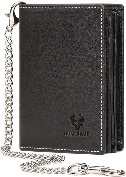 Holder for AirTag Men's Wallet Genuine Leather Purse RFID Blocking Bifold by NIAIULEATHER