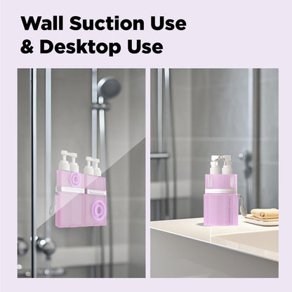 4 in 1 Travel Toiletry Containers,TSA Approved Refillable Travel Size Toiletries Bottles Set with Suction Cup for Smooth Walls - for Shampoo,Conditioner,Body Wash,Lotion.(Pink)