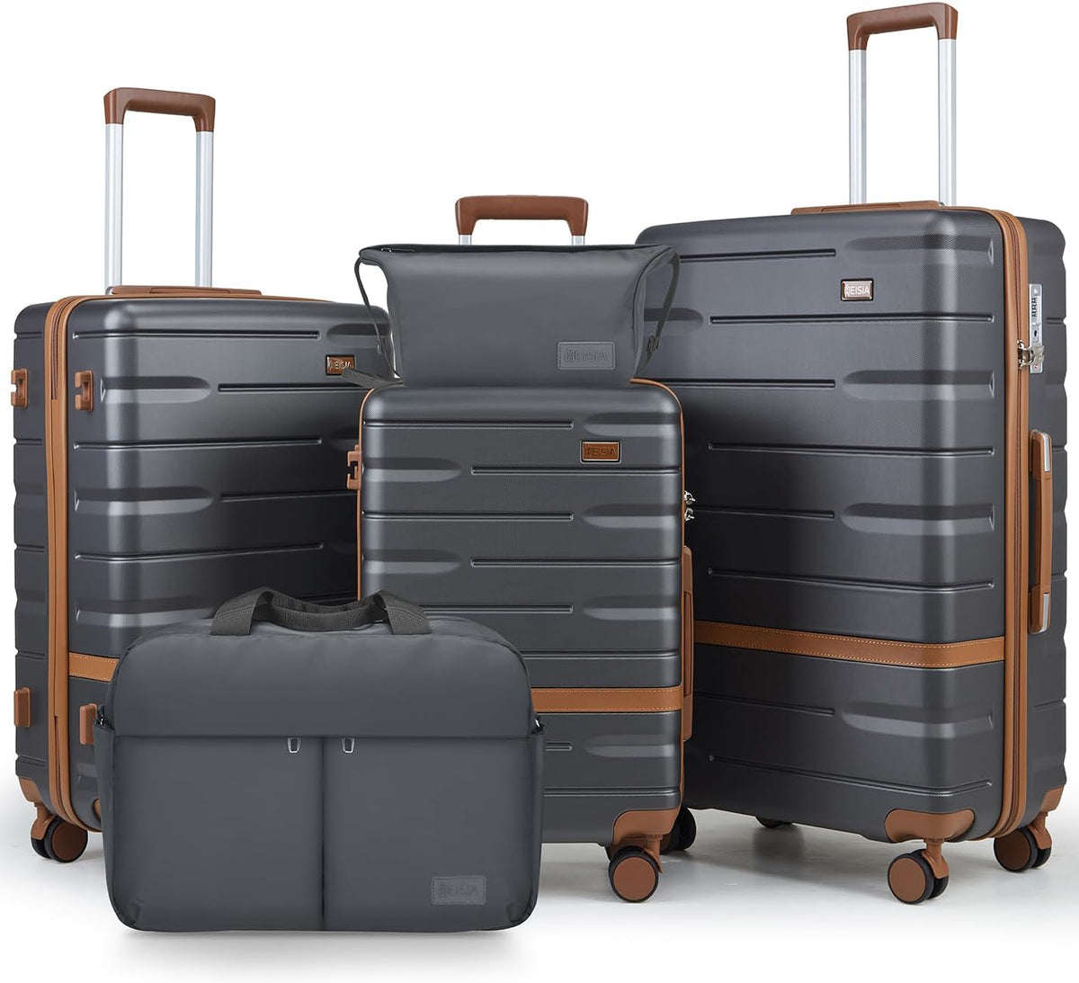 Luggage Sets 3 Piece with TSA Lock Hardside PC+ABS Carry On Suitcase with YKK Zippers Lightweight Rolling Travel Luggage Sets with Spinner Wheels (Gray)