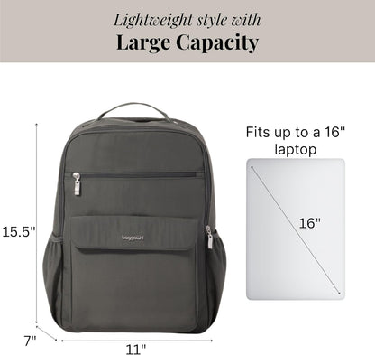 Baggallini Everyday Laptop Backpack - 11x15.5 Lightweight Water-Repellent Nylon Travel Bag w/Padded Laptop Sleeve & RFID