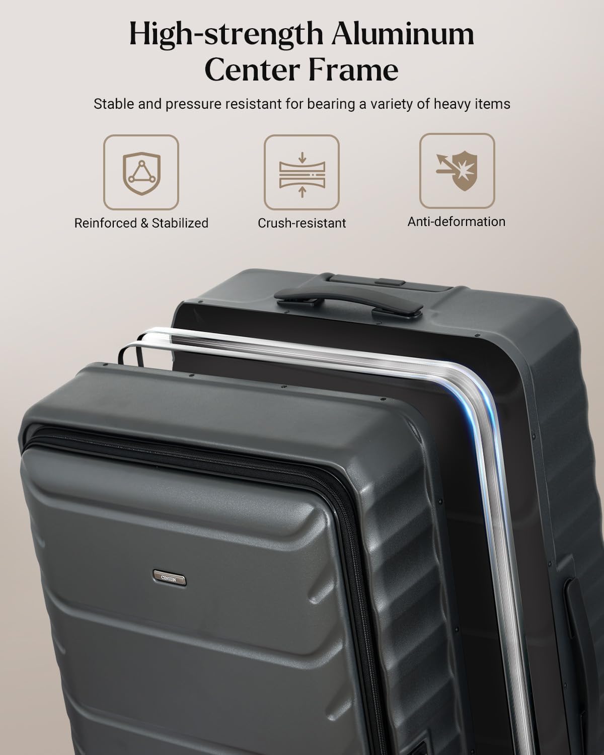 Luggage Sets 2 Pieces, 20/28 Inch PC Hardshell Suitcase with Spinner Wheels, 20 Inch Expandable Clamshell Carry On Luggage and 28 Inch Aluminum Frame Top Opening Checked Luggage (Grey)