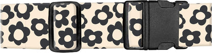 Luggage Straps for Suitcases, Adjustable Travel Belt, Durable Wide Luggage Strap, Cute Suitcase Strap Identifiers with Buckle, Bag Straps for Luggage, Cute Black Daisy
