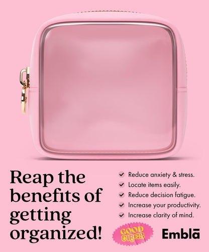 Clear Makeup Bag Zipper Pouch, Transparent Cosmetic Case Organizer, TSA Approved Travel Toiletry Case, Travel Accessories Essentials Makeup Tote for Women, Mini Cute Make up Bag for Purse - Flamingo