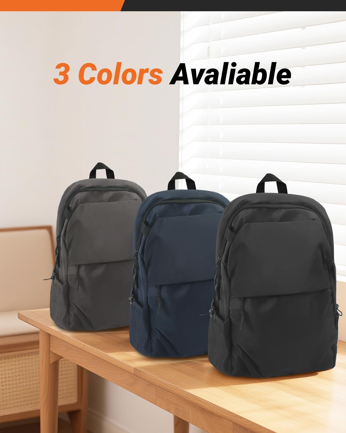 Multi-Pocket Laptop Backpack, 24L Capacity, Fits 14-inch Laptop, 16.9x12.6x5.5 inches, 1.1 lbs, Black/Navy/Gray (Blue)