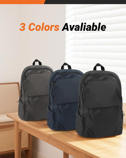Multi-Pocket Laptop Backpack, 24L Capacity, Fits 14-inch Laptop, 16.9x12.6x5.5 inches, 1.1 lbs, Black/Navy/Gray (Blue)