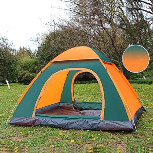 Family Dome Tent Pop-Up Tent Lightweight Tent Durable 210T Polyester Fabric Water-Resistant, UV Protection Easy Set Up for Camp Backpacking Hiking Outdoor,Orange 1,S