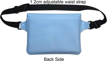 DRLOKPAK Waterproof Waist Bag Pouch Fanny Pack Bum Bag with Secret Holder Keeps Your Phone Kindle Wallet Watch & Valuables Dry - Perfect for Surf Canoe Swim Snorkel Dive Beach Pool(Blue)