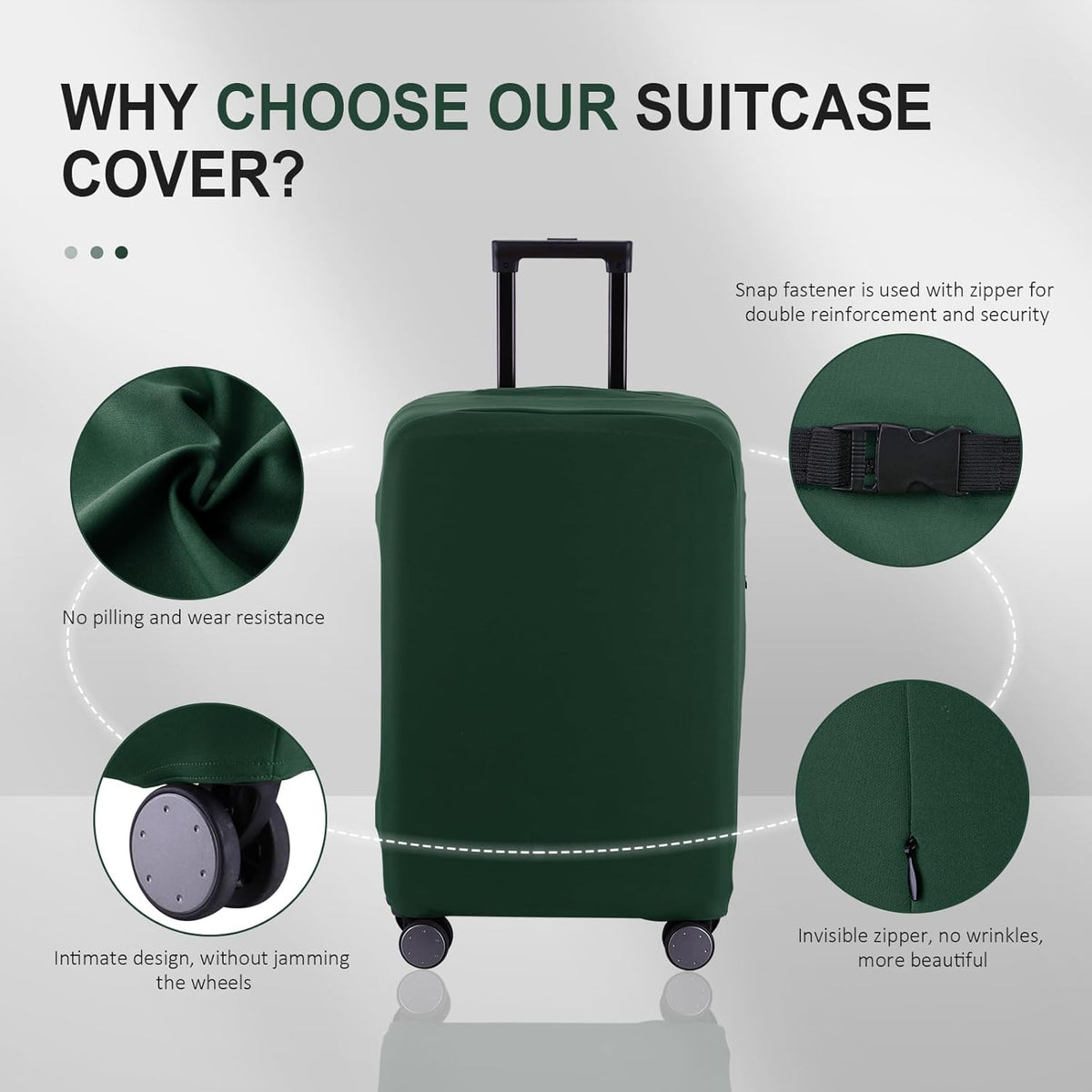 Travel Luggage Cover Suitcase Protector Scratch-Resistant Fit 19-31 Inch Suitcase, Not Included Suitcase (Avocado Green, XL(28-29 inch))