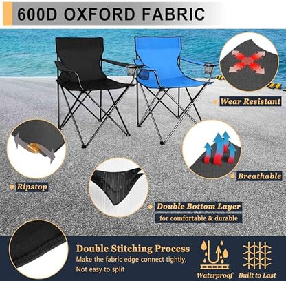Joyfair Camping Chairs for Lawn & Beach, Large for Adults, Black & Blue
