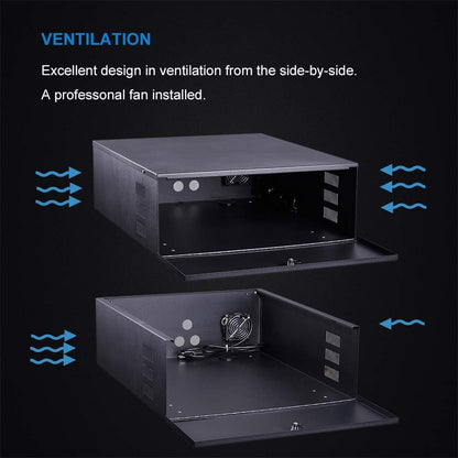 Kenuco White Heavy Duty 16 Gauge Steel DVR Security Lockbox with Fan (BK 15'' X 14.86'' X 4.96'')