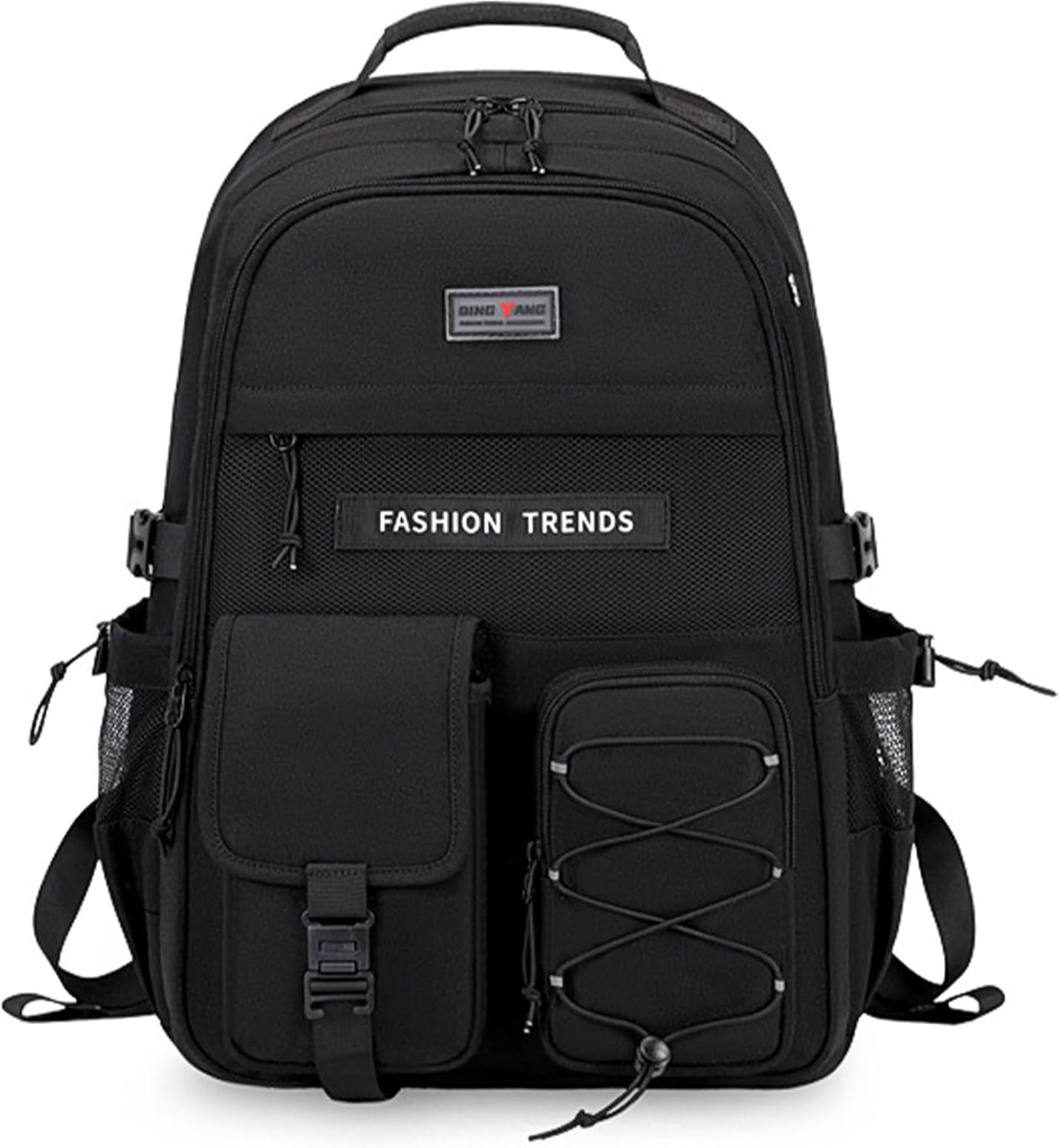 Lohol Multi-Pocket Backpack with 15.6 inch Laptop Compartment, Water Resistant Bookbag for School College and Travel (Black)