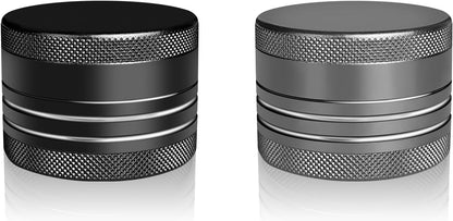 2 Sets Small Pill Box, Portable Daily Box, Aluminium Alloy Round Container for Pills, Pocket Case (Black+Gray)