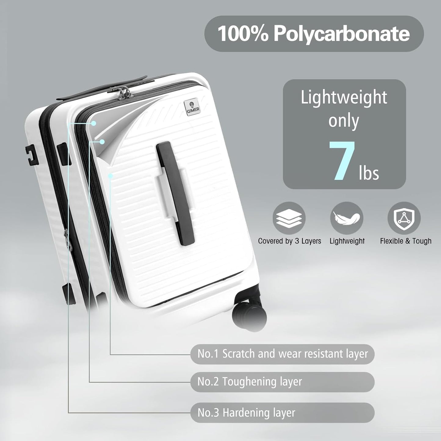 20 Inch Luggage with Spinner Wheels,Expandable Front Opening Suitcase 100% PC Hard Shell TSA Lock, Smooth Rolling Wheels, Lightweight Travel for Men and Women, Y03 Yellow Slightly Larger