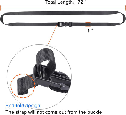 Buckle Straps with Clips, Adjustable Nylon Straps with Buckle, Packing Strap, Black 4 Pack (7’x1)